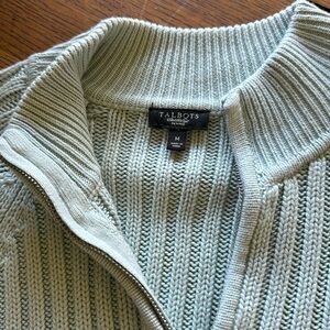 Talbots zip-up cardigan, women's medium, light blue